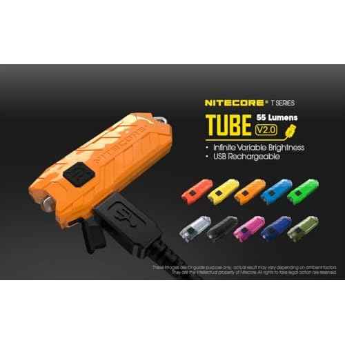 Nitecore Tube v2.0 55 Lumen USB Rechargeable Ultralight Keychain Flashlight (Jacinth)