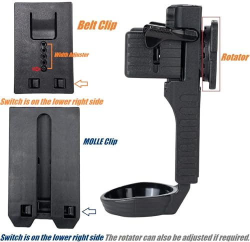 TACNEX Quick Release Flashlight Holder w/MOLLE Vest Clip Tactical Torch Holster Carrier Rotatable Light Carry Case Stand f...