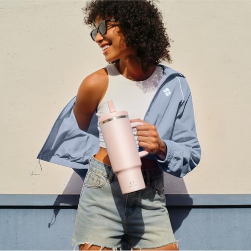 40 oz Tumbler with Handle and Straw: Stainless Steel Insulated Tumbler Keeps Cold for 24 Hours, Leakproof Travel Cup Fits ...