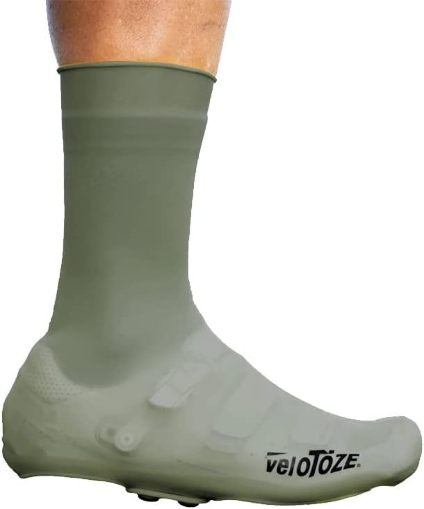 veloToze Tall Silicone Shoe Cover with Snaps - Covers Road Cycling Shoes - Waterproof, Windproof Reusable Boot-Style Overs...