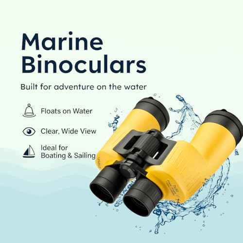 Barska Floatmaster 7x50 Marine Binoculars ? Floating, Waterproof, Fogproof, Rubber Armored Boating Binoculars with BAK-4 Prisms & Multi-Coated Optics
