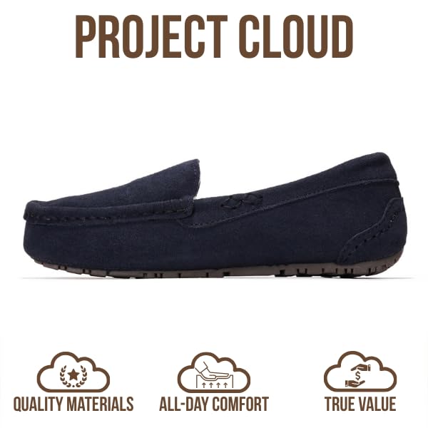 Grey Cathi Loafers by Project Cloud - Genuine Suede, Memory Foam, Faux Fur Lined Slip Resistant Shoes