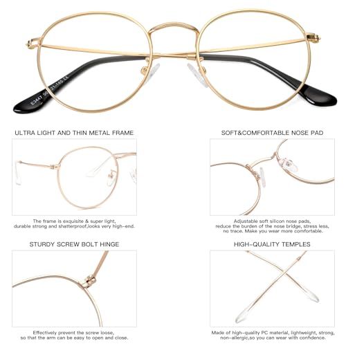 Pro Acme Classic Round Metal Clear Lens Glasses Frame Unisex Circle Eyeglasses