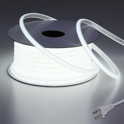 BENLUN AC 110V COB LED Strip Lights Outdoor Waterproof 65.6ft, 6000K Cool White Super Bright 200W CRI 90+ LED Rope Light, ...