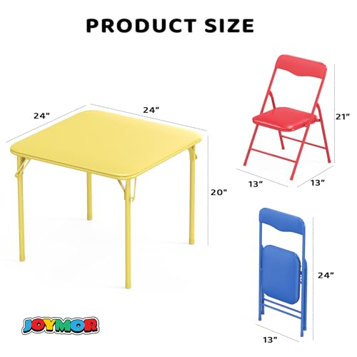 JOYMOR 5-Piece Kids Folding Table and Chairs Set, Metal Frame Children's Activity Set with Easy-Fold Design, Kids Table an...
