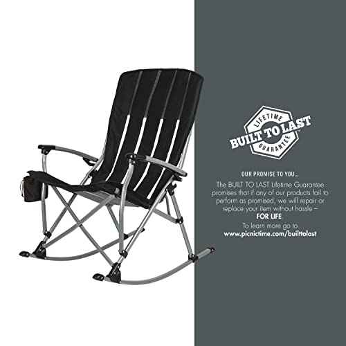 PICNIC TIME NCAA Colorado State Rams Outdoor Rocking Camp Chair, XL Heavy Duty Camping Chair for Adults, (Black)