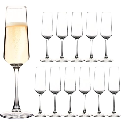 HAKEEMI Champagne Flutes - Elegant Champagne Glasses Set of 12, for Wedding, Christmas - 7.5 oz, Idea for Sparkling Wine -...