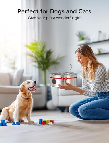 subteenmate Dog Water Fountain for Large Dogs- 270oz/8L Stainless Steel Dog Water Bowl Dispenser Automatic Pet Water Fount...