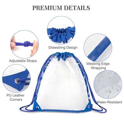 RunaFun Clear Drawstring Bags for Stadium Events, 12×12 Small Clear Backpack，Concerts, Work, Festivals and Sporting Events...