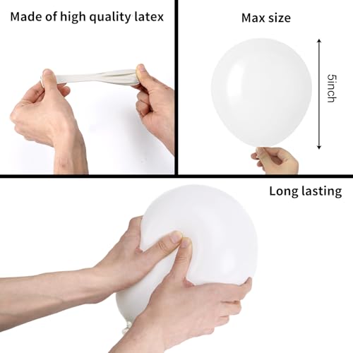 RUBFAC 5 Inch 120pcs White Latex Party Balloons, Thicker White Balloons for Birthday Wedding Baby Shower Graduation Annive...