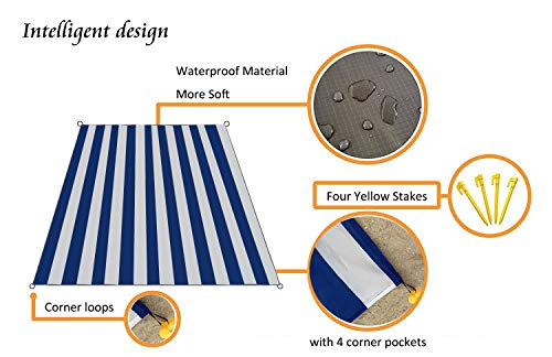 HZJOYUE Outdoor Blanket (71" x 55") -Compact, Lightweight, Sand Proof Pocket Blanket Best Mat for The Beach, Hiking, Trave...