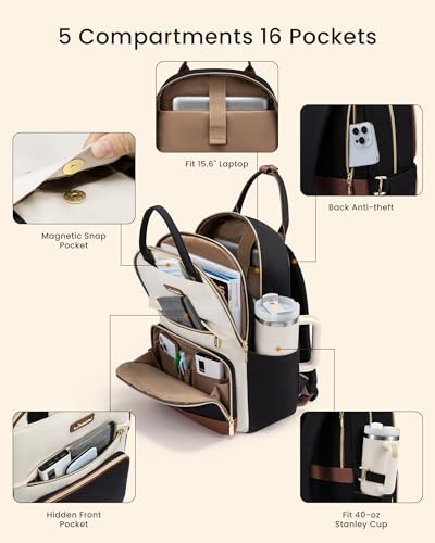 LOVEVOOK Laptop Backpack for Women with Giant Tumbler Holder Pocket, 15.6 inch Travel Work Backpack Purse for Teacher Nurs...