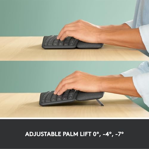 Logitech Ergo K860 Wireless Ergonomic Keyboard - Split Keyboard, Wrist Rest, Natural Typing, Stain-Resistant Fabric, Bluet...
