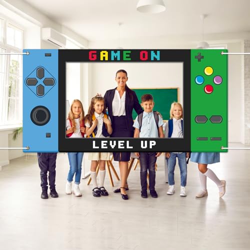 Large 73inch Video Game Photo Prop Game on Birthday Party Decorations Blue Green Handheld Gaming Console Banner Backdrop G...