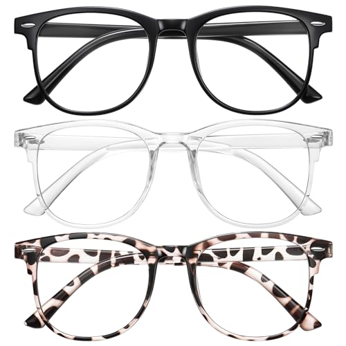 Okany 3 Pack Blue Light Blocking Glasses for Women Men, Round Computer Glasses Anti Eye Strain/UV/Glare Gaming Glasses