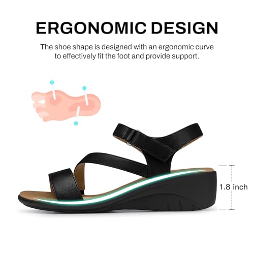 SHIBEVER Dressy Wedge Sandals for Women: Summer Casual Platform Strappy Arch Support Comfortable Walking Womens Wedges San...