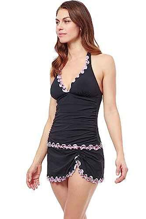 Pretty Wild Solid Halter Tankini Black