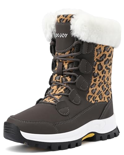 COOJOY Womens Waterproof Winter Snow Boots Warm Shoes Furry Mid Calf Lightweight Walking Hiking Booties