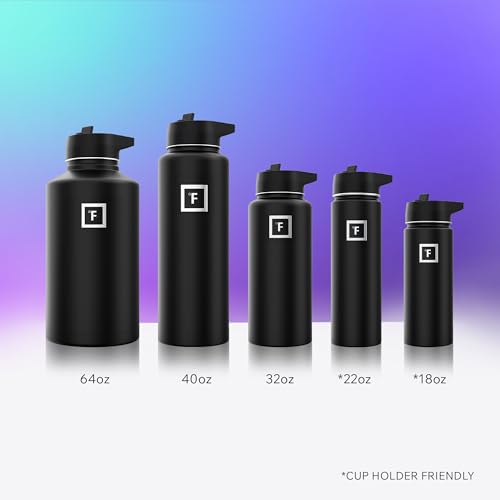 IRON °FLASK Camping & Hiking Hydration Flask with Straw, Wide Mouth Insulated Stainless Steel Sports Water Bottle - 32 oz ...
