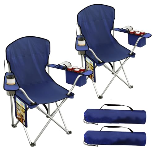 VTOY Folding Camping Chairs Durable 600D Oxford, Portable Outdoor Chair with Cooler Pouch, Cup Holder & Storage Pocket for...