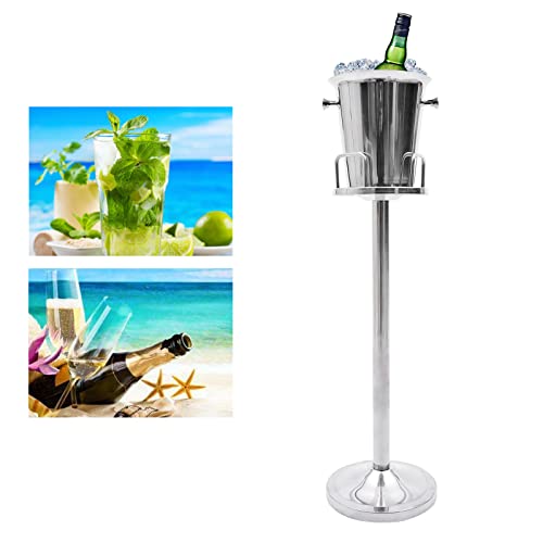 Champagne Ice Bucket with Stand, 5L/1.1Gal Stainless Steel Wine Bucket on Stand Ice Cube Chiller Container Standing Ice Bu...