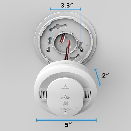 Kidde Smart Smoke and Carbon Monoxide Detector, Ring App Enabled for Real-Time Notifications, Hardwired Alarm, AA Backup Battery