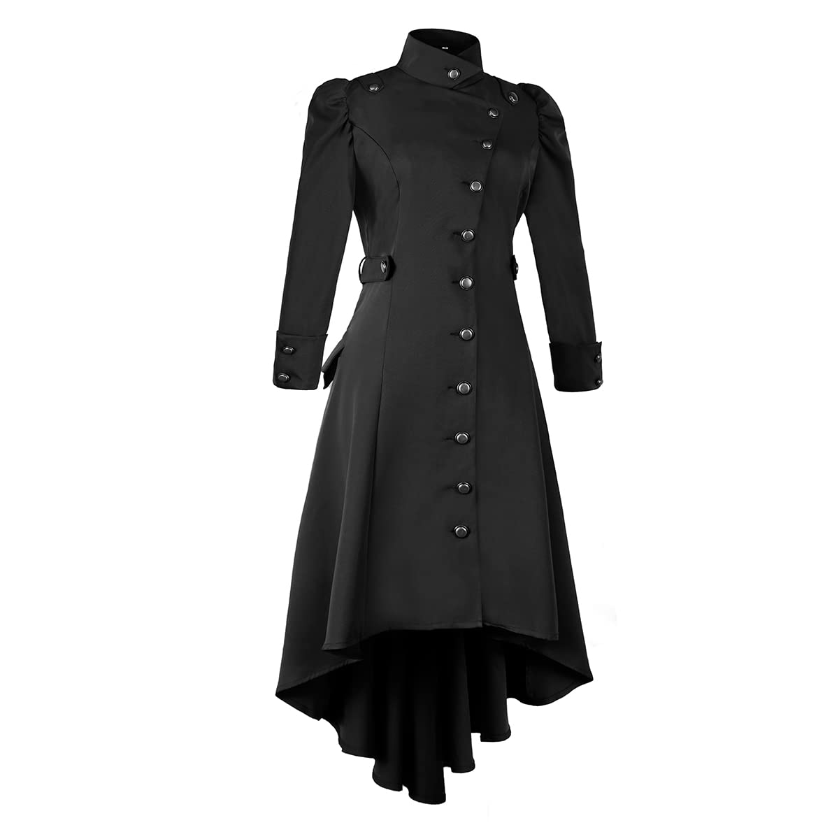 lifpoivake Women's Medieval Tuxedo Gothic Coat Trench Coat Performance Costume Halloween Costume(Black,XXL)