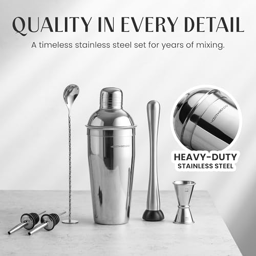 Mixology & Craft 16-Piece Cocktail Shaker Set - Bartender Kit & Home Bar Accessories, Stainless Steel Barware with Ice Buc...