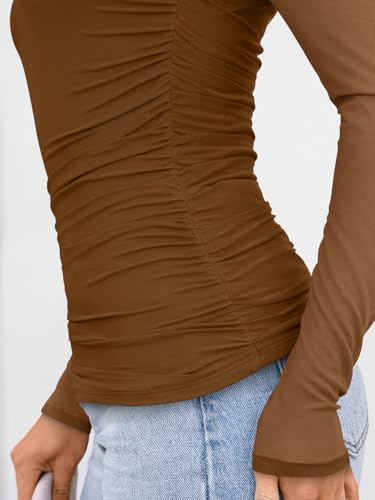 LILLUSORY Womens Long Sleeve Tops Mock Neck See Through Lace Shirts Sheer Going Out Sexy 2026 Fall Fashion Outfits