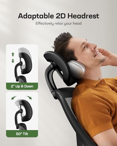Marsail Ergonomic Mesh Office Chair High Back Desk Chair Adjustable Lumbar Support with Headrest Flip-Up Liftable Arms Swi...