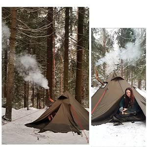 Camping Hot Tent with Wood Stove Jack Winter Teepee Tent 4 Season Backpacking Tent for Survival Hunting Military Fishing