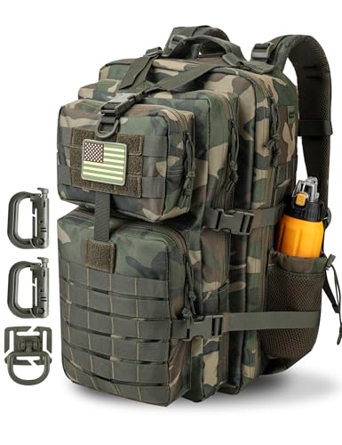 Hannibal Tactical 45L MOLLE Assault Backpack, Tactical Backpack Military Army Camping Rucksack with Bottle Holder, 3-Day P...