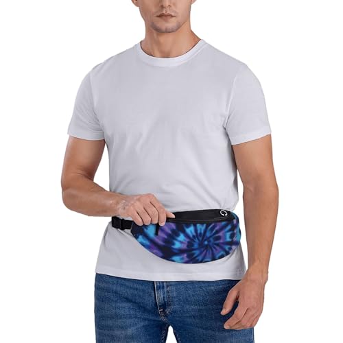 Purple Blue Rainbow Tie Dye Swirls Fashion casual fanny pack waist bag men women adjustable belt waist bag for travel hiki...
