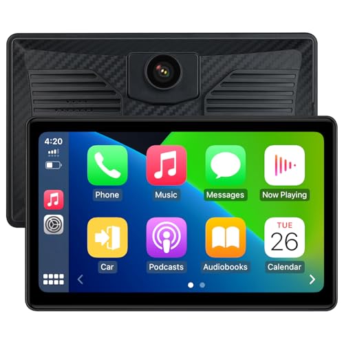 7 Inch Portable CarPlay for Motorcycle, Waterproof Touchscreen Wireless Car Play Android Auto Screen GPS Navigation for Mo...