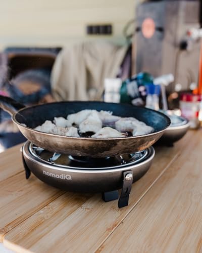 nomadiQ Dual Burner Propane Camping Stove | Foldable, Portable & Compact | 2 Independently Adjustable Burners | Outdoor Co...