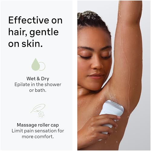 Braun Epilator Silk-?pil 7, Hair Removal Device, Women Shaver & Trimmer, Wet and Dry, Wide Head, Includes Shaver Head and Trimmer Comb, SE7-041, Silver, Holiday Gifts for Women