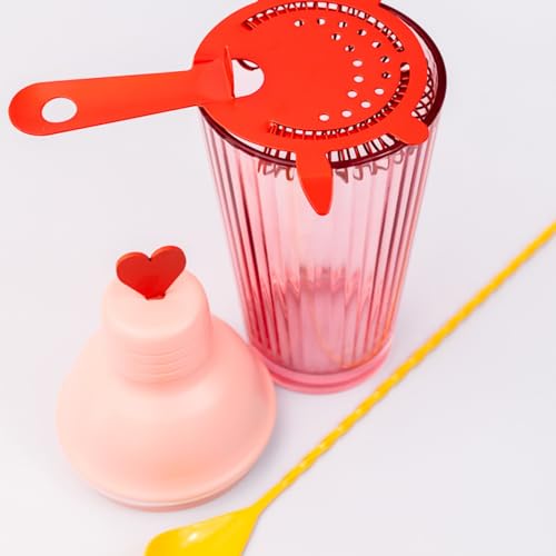 ban.do Cute Bar Set with Shaker, Strainer and Spoon, Cocktail Shaker Set, Bartender Kit, Bar Keeper Accessories, Heart