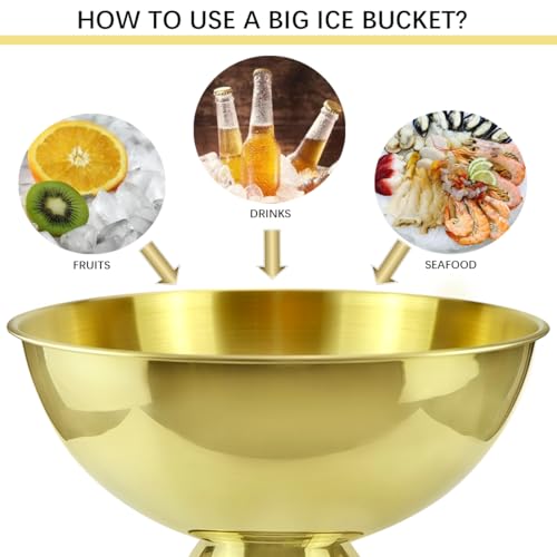 12L Stainless Steel Ice Bucket - Insulated Cooler for Parties Cocktails Wine and Champagne - Perfect for Home Restaurant H...