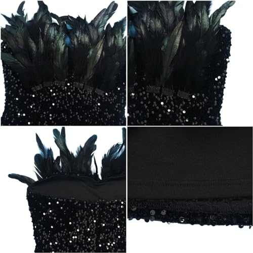 LROSEY Women's Feather Sequin Dress Plus Size Y2K Sparkly Mini Dresses for Fall Birthday Party Club Cocktail Homecoming