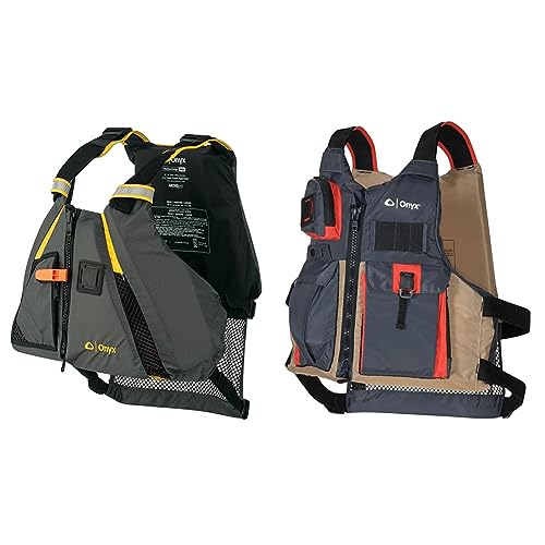 Onyx MoveVent Dynamic Paddle Sports Life Vest, Yellow, M/L & Kayak Fishing Life Jacket, Universal, Tan
