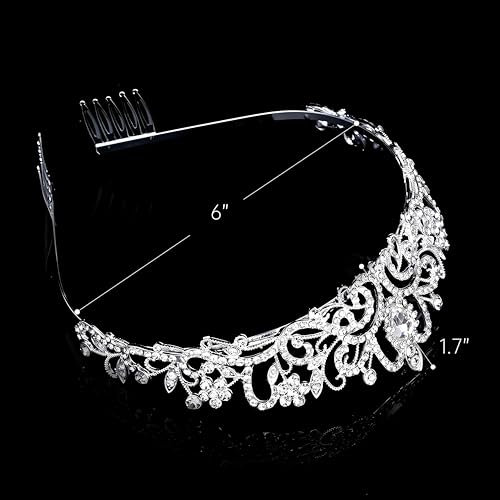 Princess Crown for Women, Crystal Queen Tiaras for Girls Bridal Hair Accessories Gifts for Birthday Wedding Prom, Bridal P...