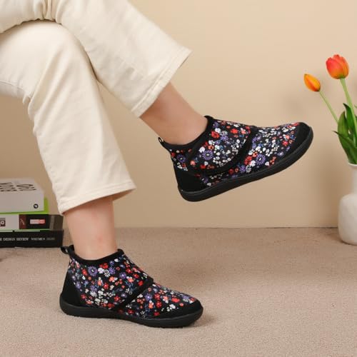 LeIsfIt Slipper Boots for Women Wide Warm House Shoes Non-slip Diabetic Winter Shoes Adjustable Bootie Slippers for Indoor...