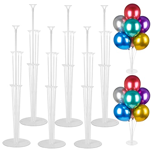 Voircoloria 6 Sets Balloon Stand Kits, Balloon Sticks Holders with Base for Table Graduation Birthday Baby Shower Gender R...