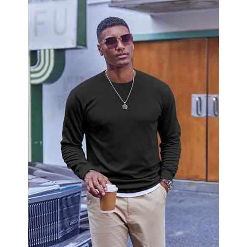 COOFANDY Men's Fleece Crewneck Sweatshirt Casual Long Sleeve Pullover Fall Winter Warm Sweatshirts Fashion Pullovers