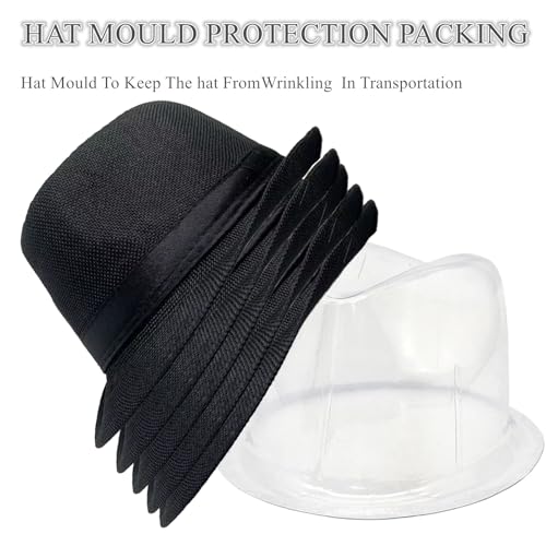 5 Pack Bulk Cuban Fedora Sun Hats Men with Adjustable Strap, Short Brim 1920s Unisex Party Costume Hats Women.
