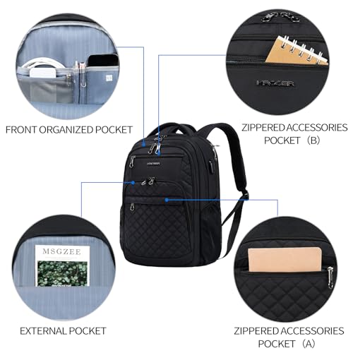 KROSER Travel Laptop Backpack 17 Inch Large Computer Backpack Water-Repellent Daypack with USB Charging Port RFID Pockets ...