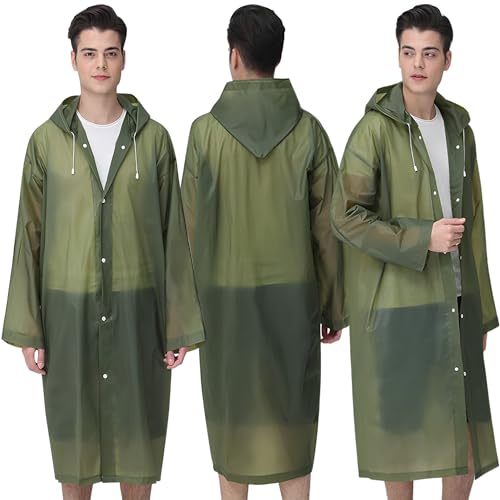 Cosowe Rain Ponchos for Adults Reusable, 2 Pcs Raincoats Emergency for Women Men with Hood and Drawstring
