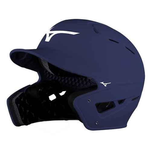 Bundle of Mizuno B19 BT Solid Baseball Batting Helmet Small + Mizuno Batters Face Protector, Navy, Left Hand Batter