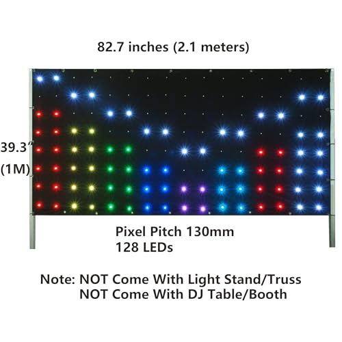 DJ Stage Light Pro 3.3x6.9ft LED Motion Drape Facade - Sound-Activated Rhythm Lights with Remote, 80+ Music Programs & 70 ...