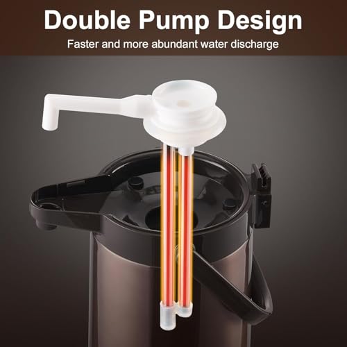 PARACITY Upgraded Airpot Coffee Carafe with Double Pump, Stainless Steel Drink Dispenser for Hot/Cold Beverage with Lazy S...